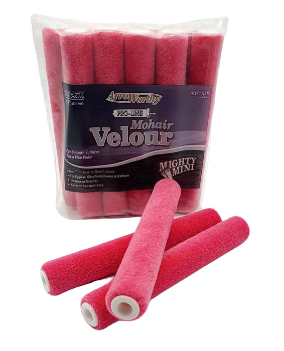 Arroworthy Mini Mohair Velour Paint Roller Sleeves - Pile 3/8" Nap New Refills