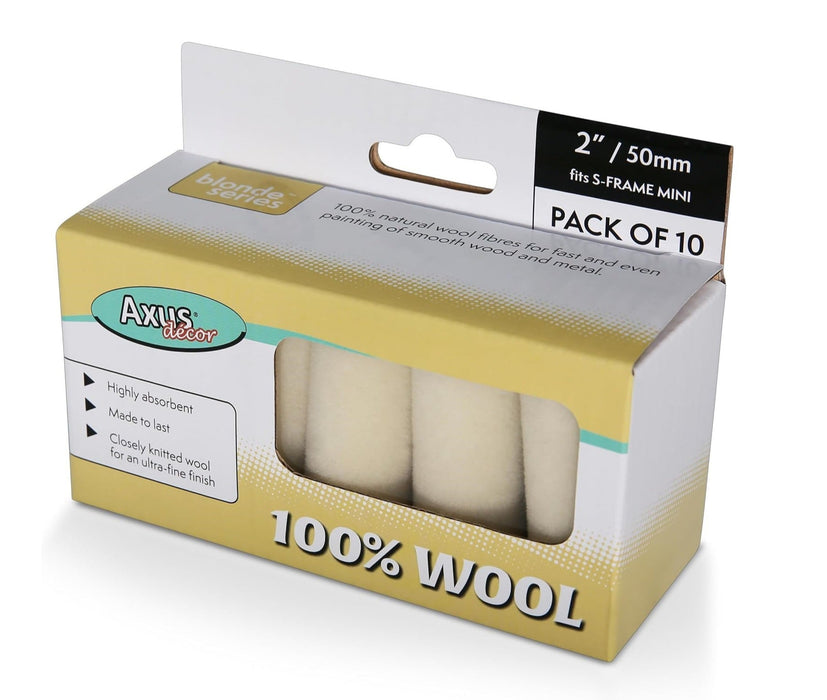 AXUS DECOR 2" INCH WOOL BLONDE SERIES MOHAIR MINI PAINT ROLLER SLEEVES SATIN GLOSS