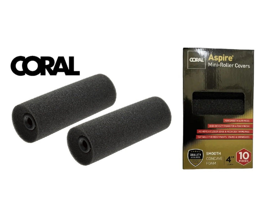 CORAL Aspire Foam Paint Mini-Rollers Concave 4inch Covers Sleeves