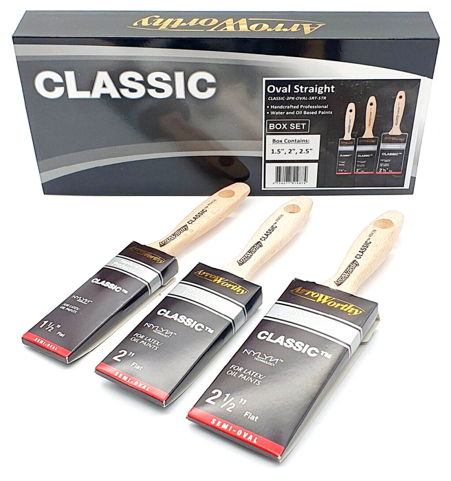 Arroworthy Classic Semi-Oval Straight Cut Beavertail Paint Brush Set