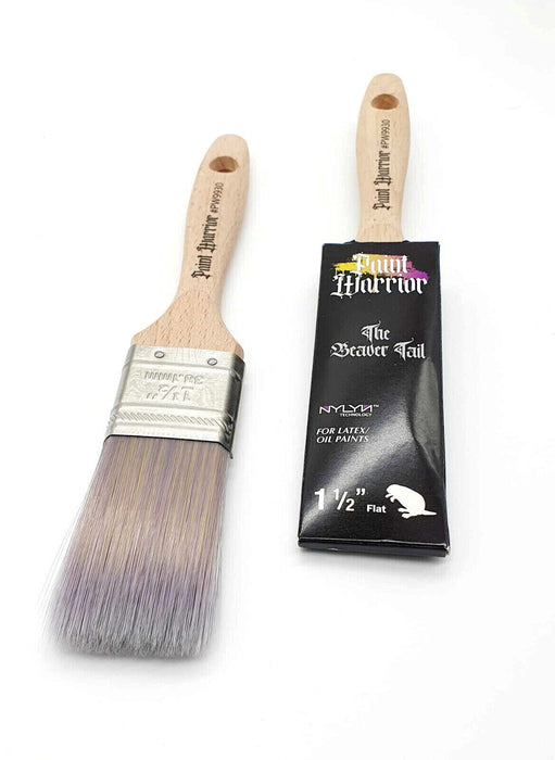PAINT WARRIOR BEAVER TAIL BoxSet Straight Cut Flat Paint Brushes - Polyester Blend 1.5", 2" 2.5"