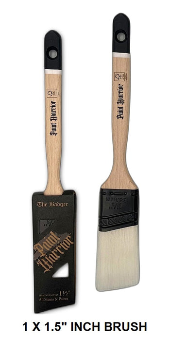 Paint Warrior BADGER Brush Set Flat Angled Long Handle Bundle Nylon 1.5, 2, 2.5"