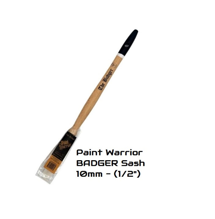 Paint Warrior BADGER Round Sash Paint Brush 4pc Oval Chisel Trim Nylon New
