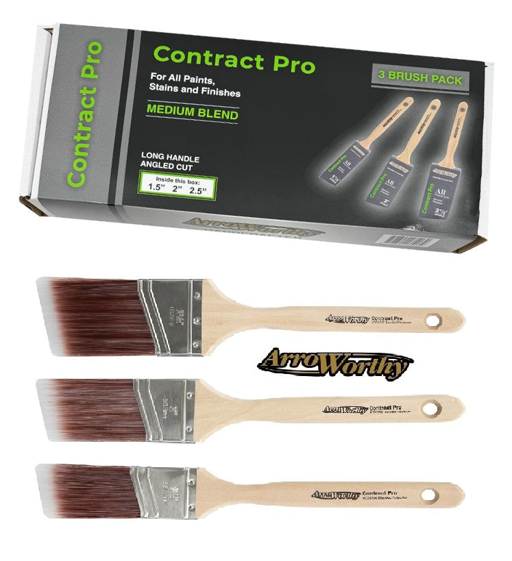 Arroworthy Paint Brush Contract Pro Long Handle Box Set Synthetic Flat Angled