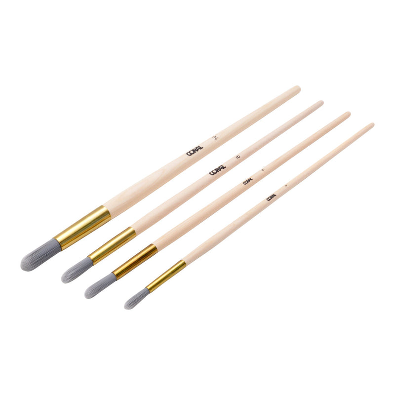 Coral Precision Paint Brush Set Round Fitch 4 Piece