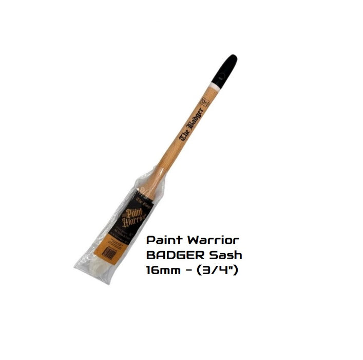 Paint Warrior BADGER Round Sash Paint Brush 4pc Oval Chisel Trim Nylon New