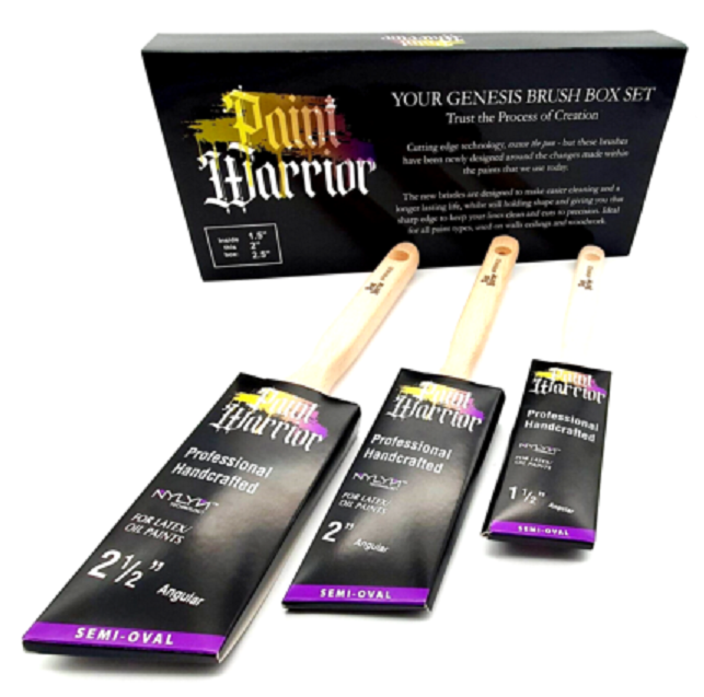Paint Warrior Paint Brush Set Semi Oval Angled Cut Brushes