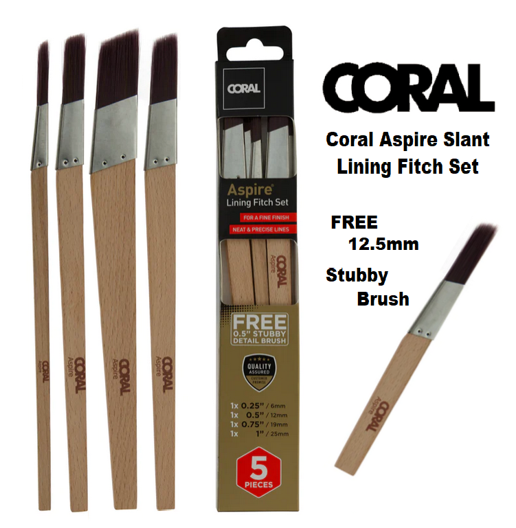 Coral Aspire Brush Set Lining Finch Flat Detailing Brushes