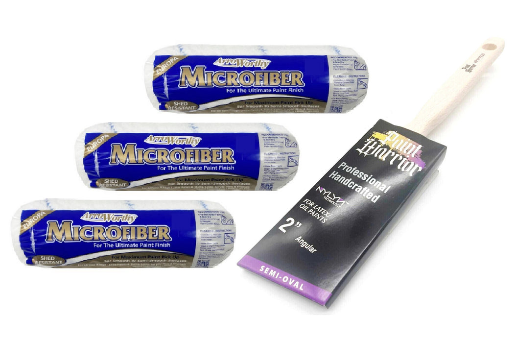 Paint Warrior Arroworthy Pack - 2"Inch Paint Brush + 9"inch Microfibre Paint Rollers 4pc Set