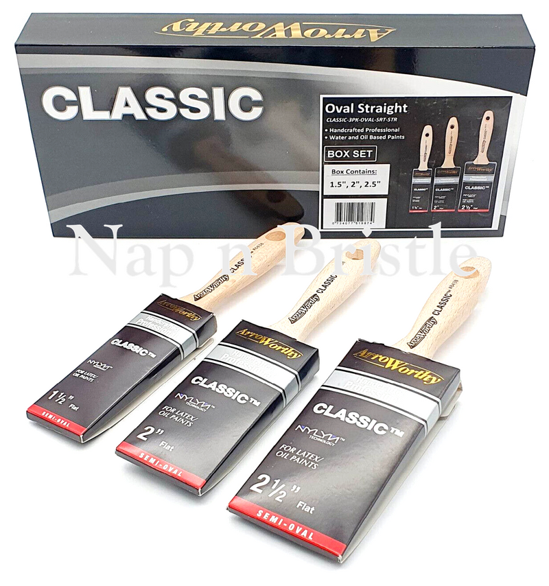 Arroworthy Paint Brush Classic Semi Oval Straight Cut Beavertail Set