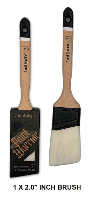 Paint Warrior BADGER Brush Set Flat Angled Long Handle Bundle Nylon 1.5, 2, 2.5"