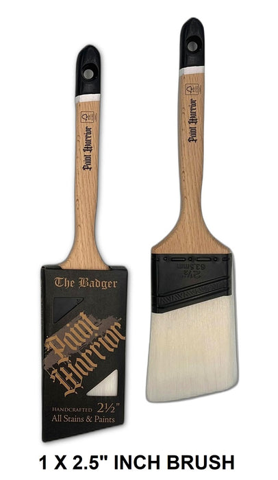 Paint Warrior BADGER Brush Set Flat Angled Long Handle Bundle Nylon 1.5, 2, 2.5"