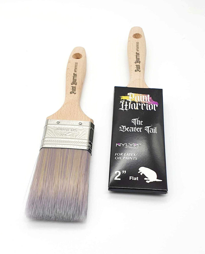 PAINT WARRIOR Paint Brush Beavertail Box Set Straight Cut Flat