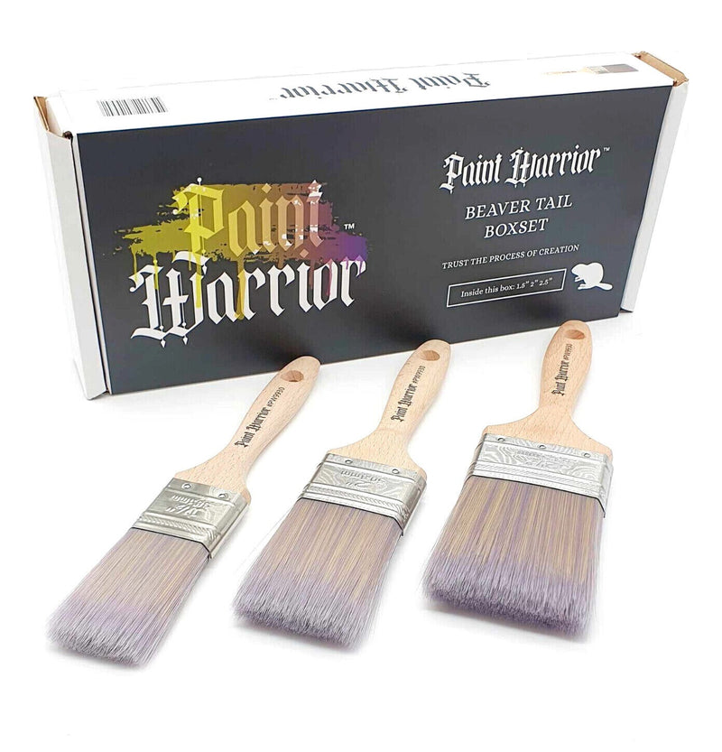 PAINT WARRIOR Paint Brush Beavertail Box Set Straight Cut Flat