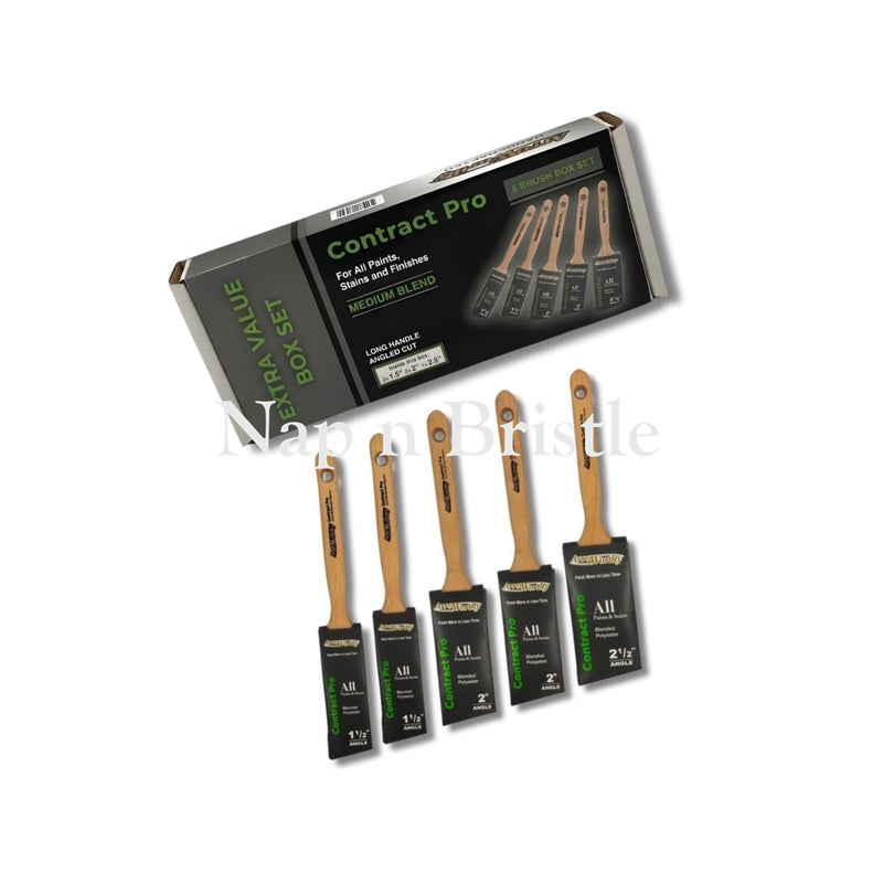 Arroworthy Paint Brush 5 Pack Contractor Pro Angled Long Handle Set