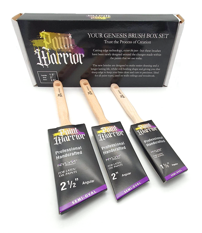Paint Warrior Paint Brush Set Semi Oval Angled Cut Brushes