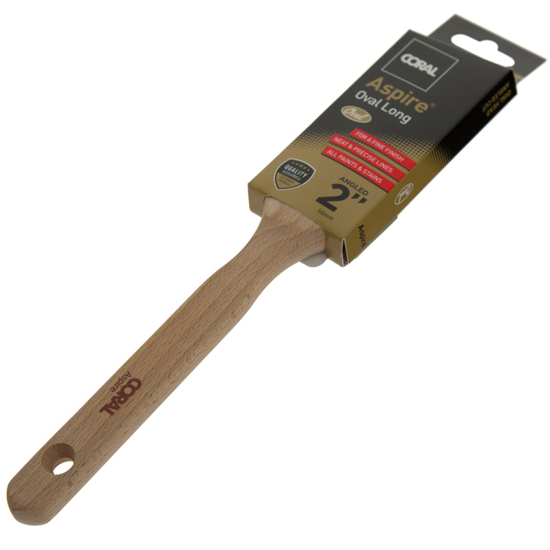 Coral Aspire Paint Brush 2" inch Long Handle Oval Angled Brush