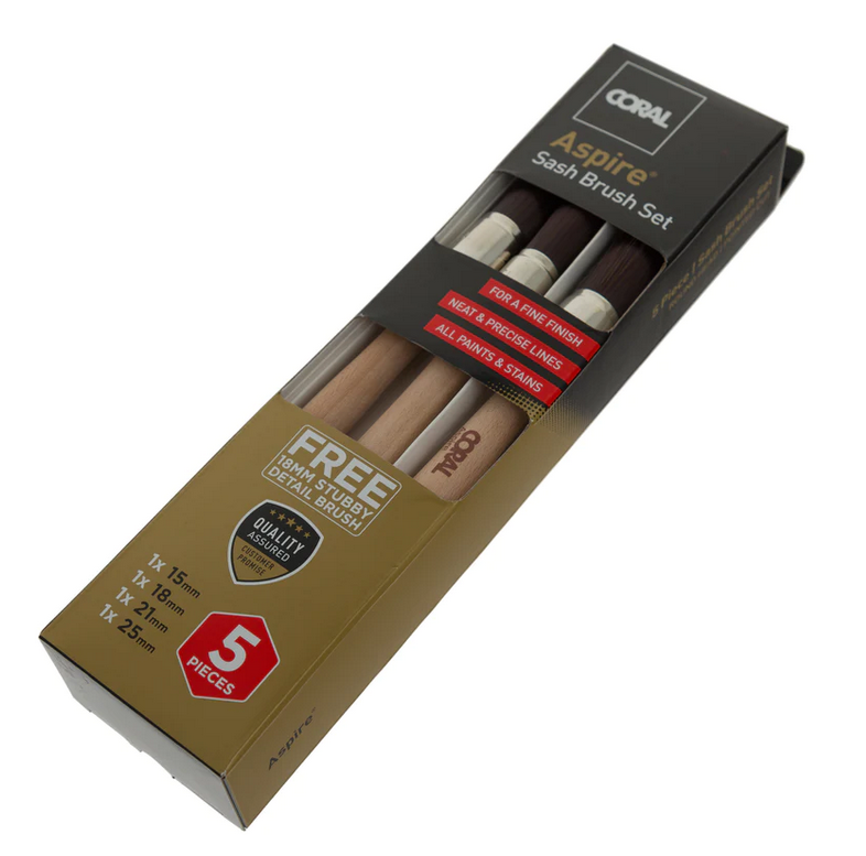 Coral Aspire Paint Brush Round Sash 5 Piece Set