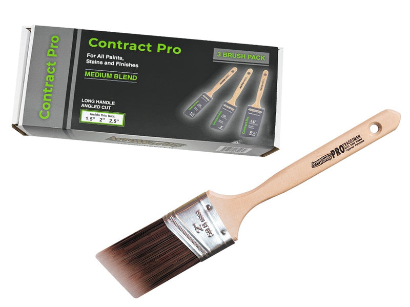 Arroworthy Paint Brush Contract Pro Long Handle Box Set Synthetic Flat Angled