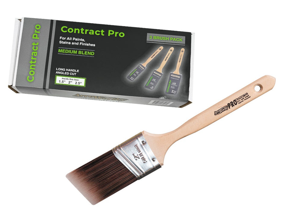 Arroworthy Paint Brush Box Set Contract Pro Long Handle Synthetic Flat Angled