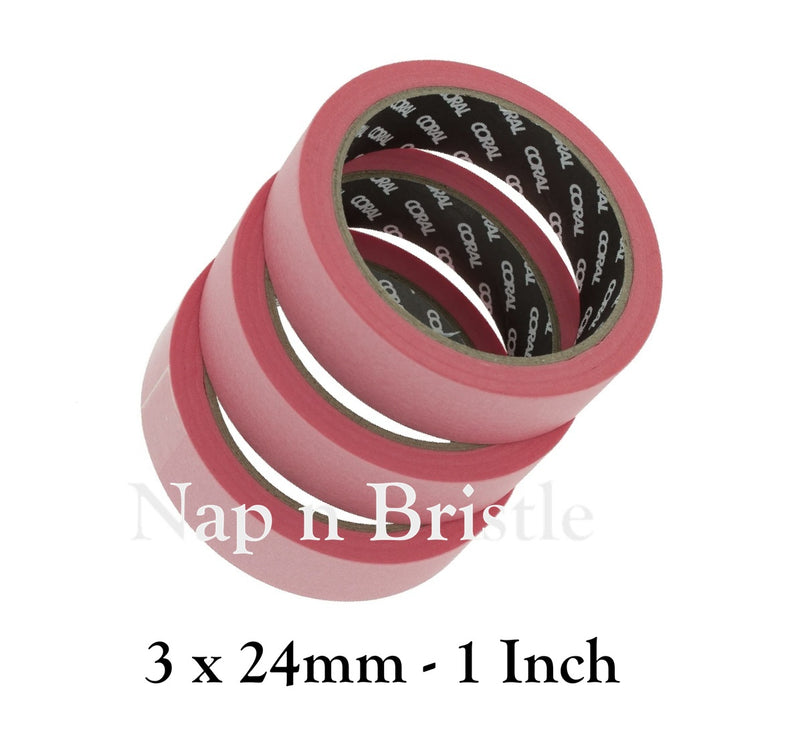 Coral Masking Tape Precision Low Tack Clean Edge 24mm x 25m