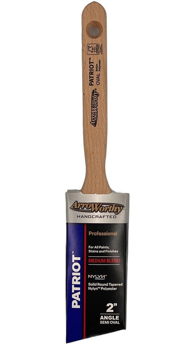 Arroworthy Patriot Paint brush with wooden handle and metal ferrule on a white background