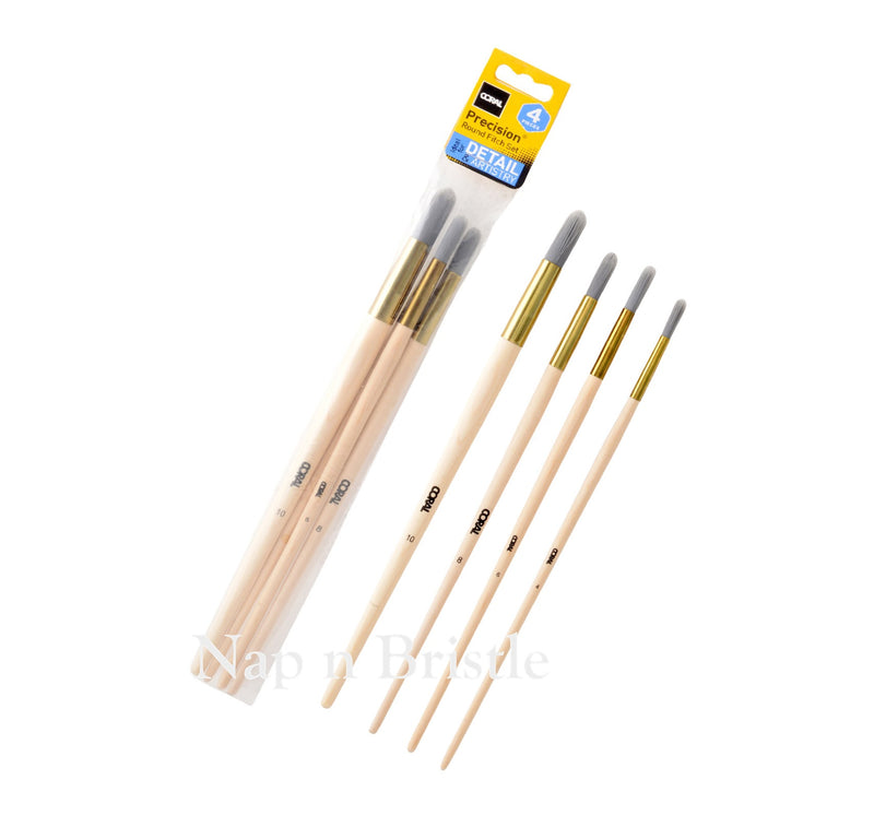 Coral Precision Paint Brush Set Round Fitch 4 Piece