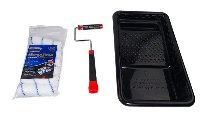 Arroworthy 8 Piece Painting Kit Deluxe Mighty Mini Jumbo Microfiber Roller Covers Painting Roller Kit 4 inch 3/8" 10mm