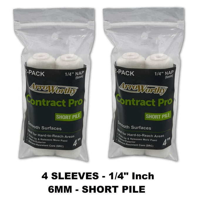 Arroworthy 4" Paint Rollers Contract Pro Microfiber Mini Refills