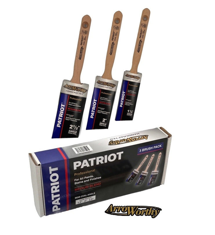 Arroworthy Paint Brush Set Patriot Long Handle Oval Angled