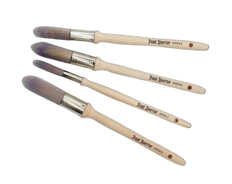 Paint Warrior Paint Brush Set Round Oval Sash 4 Pack