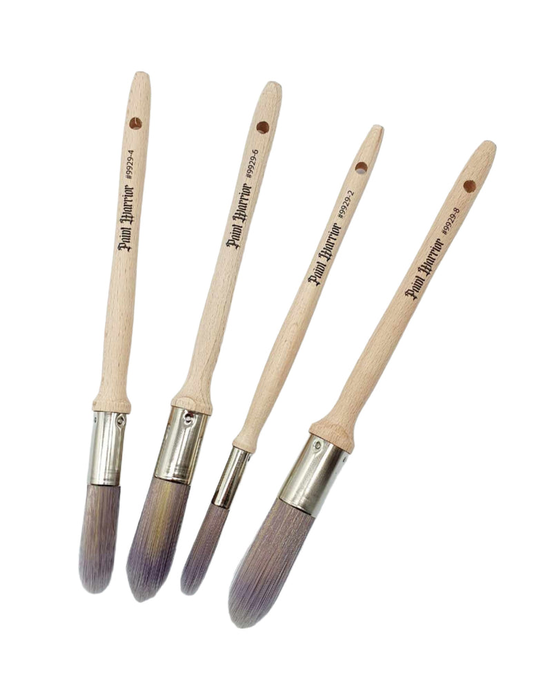 Paint Warrior Paint Brush Set Round Oval Sash 4 Pack