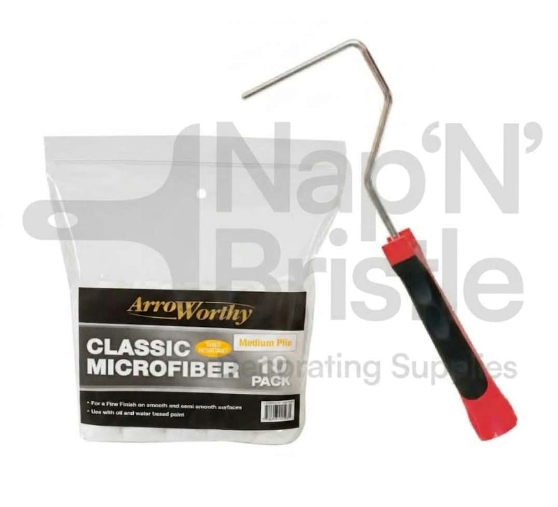 Arroworthy Paint Rollers 4" Inch Mini Push Fit Cage Set Classic Microfibre