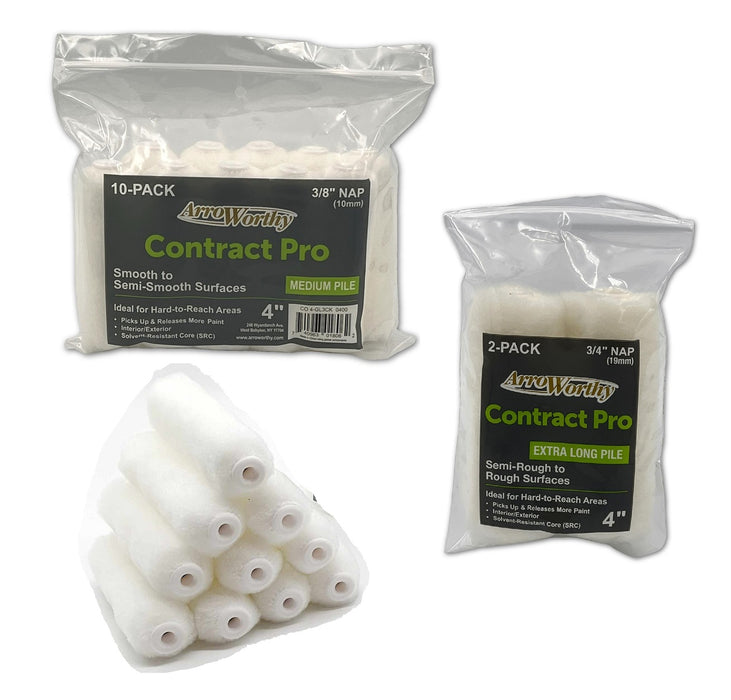 Arroworthy 4" Paint Rollers Contract Pro Microfiber Mini Refills
