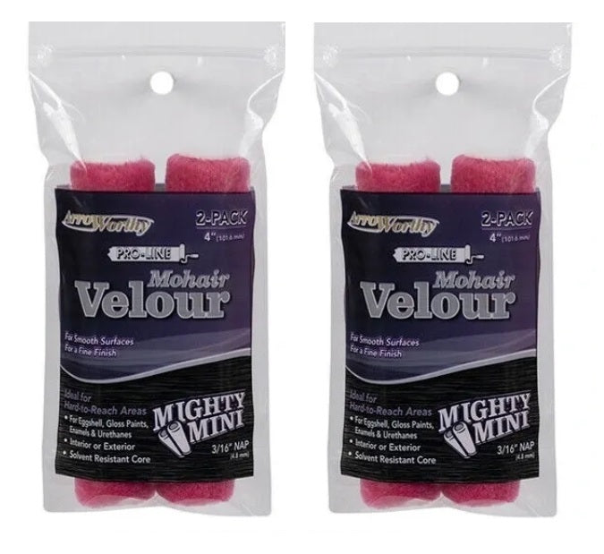 Arroworthy Paint Rollers Mohair 4" inch Velour Mini Paint Roller Sleeves 3/16"