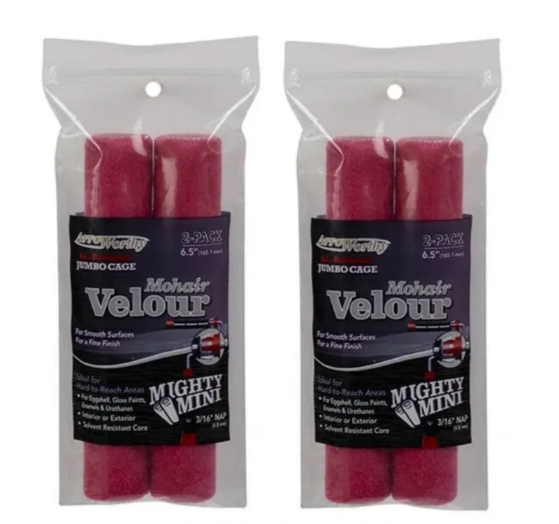 Arroworthy Paint Rollers Mohair 6.5" inch Velour Mini Paint Roller Sleeves 3/16"