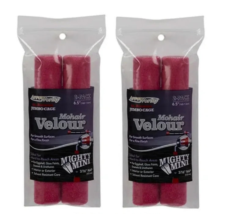 Arroworthy Mini Mohair Velour Paint Roller Sleeves  - Pile 3/8" Nap New Refills