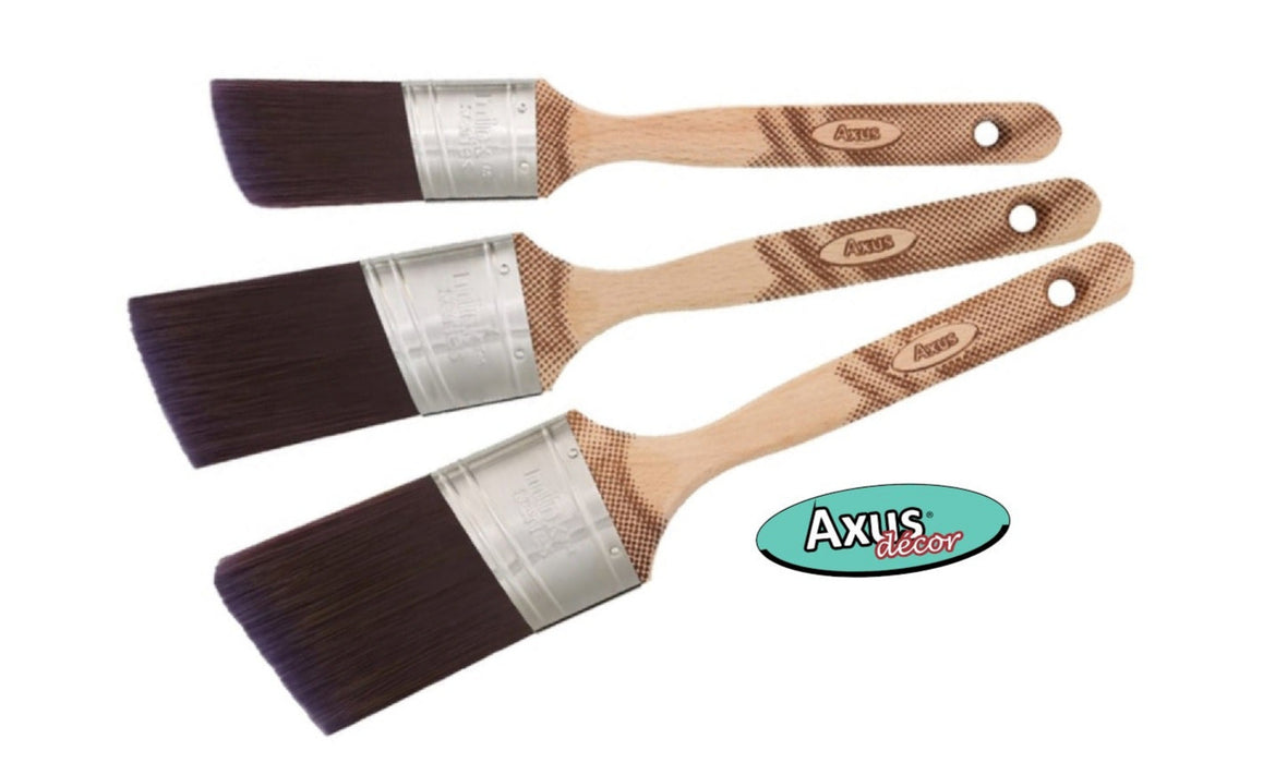 Axus Decor Silk Cutter Ultra Paint Brush Set Angled Long Handle (Mink Series)