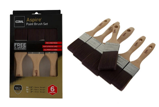 Coral Aspire paint brush set with packaging on a white background