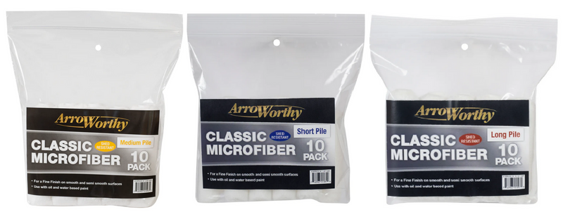 Arroworthy Paint Rollers 4" Inch Classic Microfibre Refill Sleeves 10 Pack