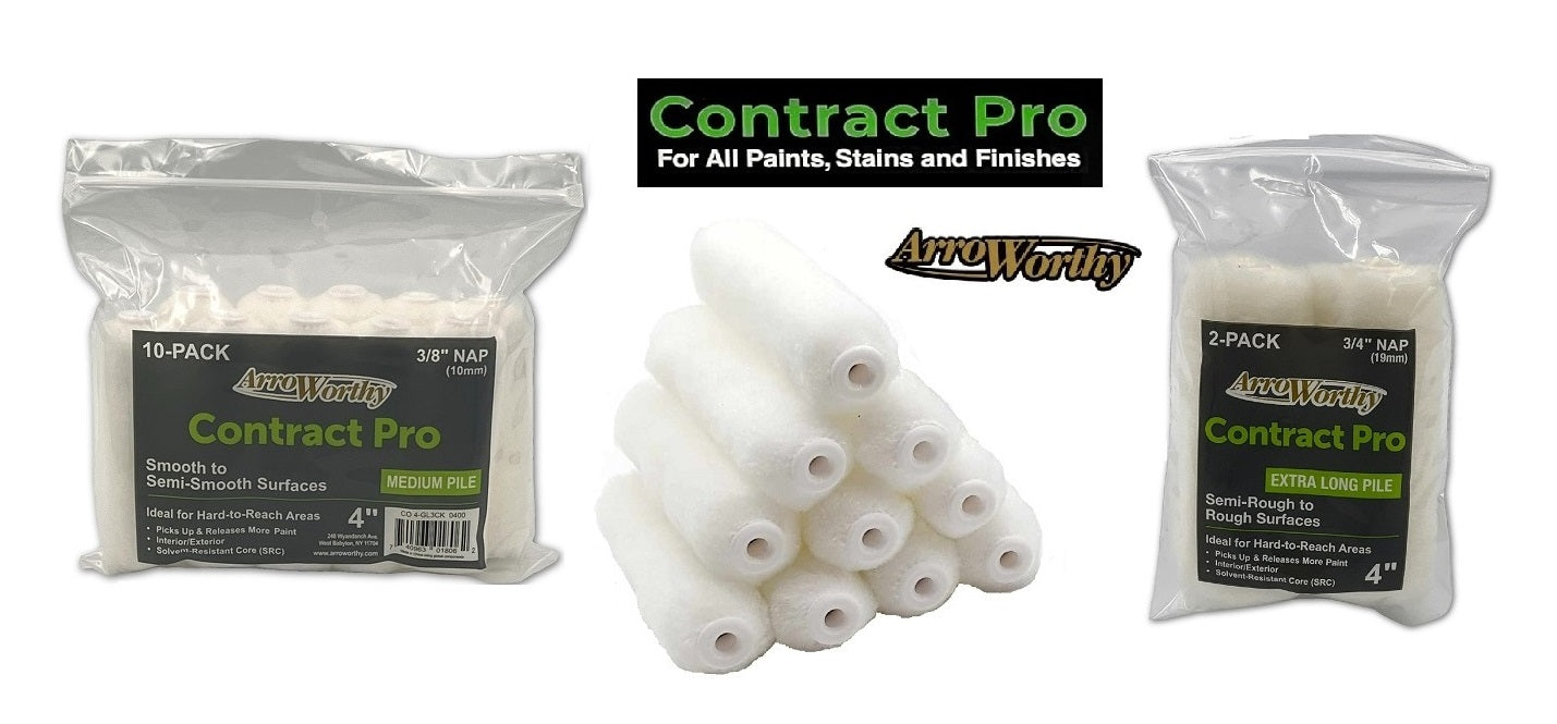 Arroworthy 4" Paint Rollers Contract Pro Microfiber Mini Refills