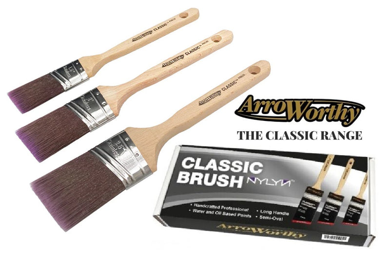 Arroworthy Paint Brush Classic Semi Oval 3 Piece Angle Long Handle Boxset