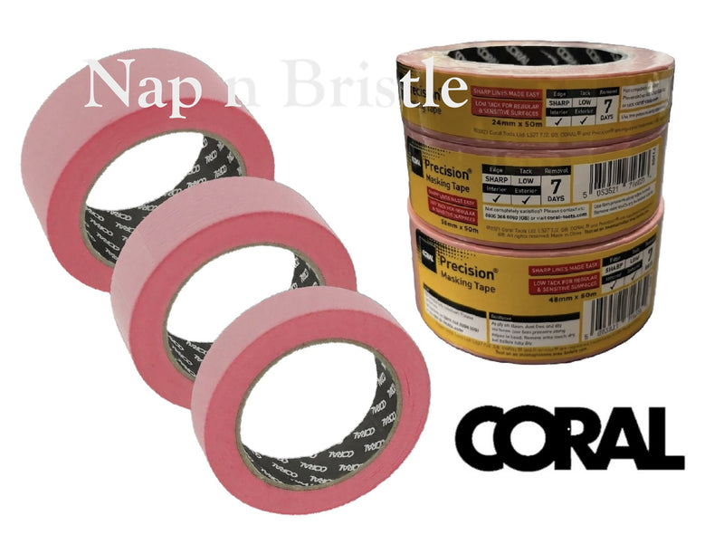 Coral Masking Tape Precision Low Tack Clean Edge All Sizes
