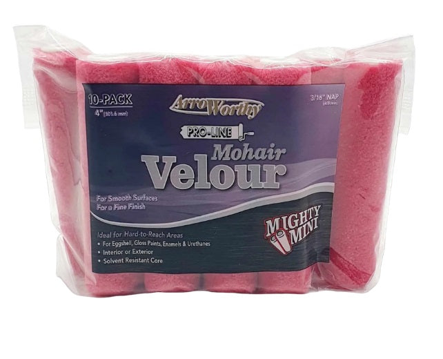 Arroworthy Paint Rollers Mohair 4" inch Velour Mini Paint Roller Sleeves 3/16"