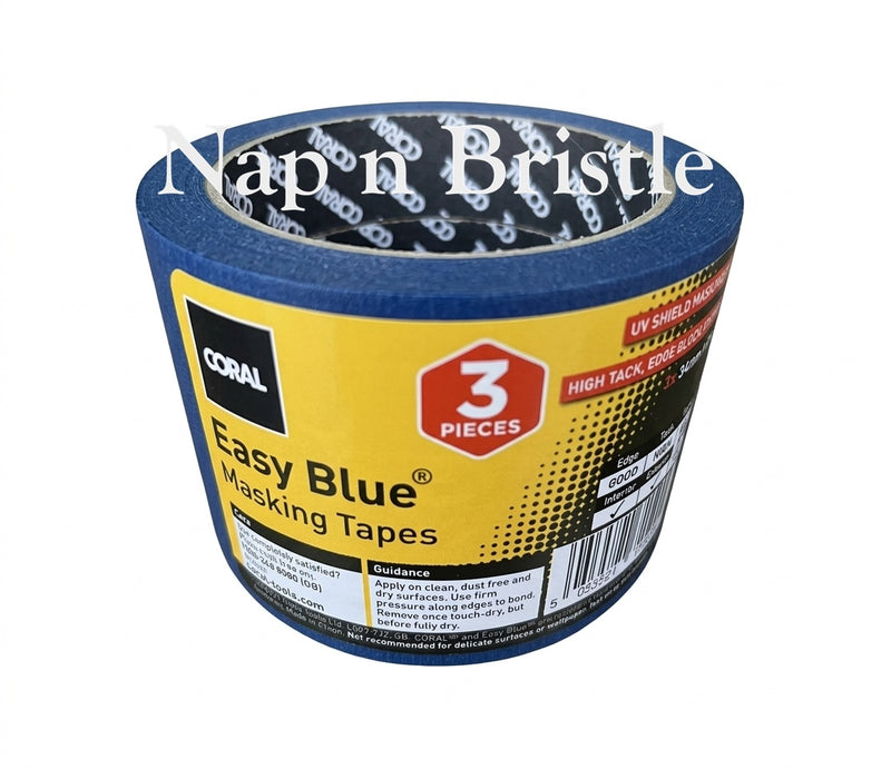 Coral Masking Tape 3 x Easy Blue Indoor Outdoor 24mm x 25m