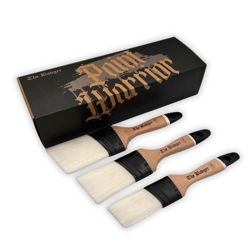 Paint Warrior Paint Brush Set Badger Beavertail Oval Angled