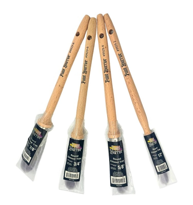 Paint Warrior Paint Brush Set Round Oval Sash 4 Pack