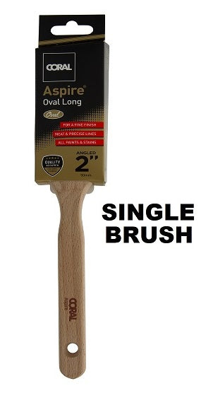 Coral Aspire Paint Brush 2" inch Long Handle Oval Angled Brush