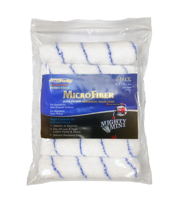 Arroworthy Paint Rollers 6.5" inch Microfibre Mighty Mini Roller Refills 6 Pack