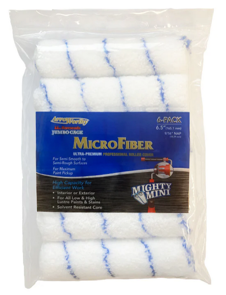 Arroworthy Paint Rollers 6.5" inch Microfibre Mighty Mini Roller Refills 6 Pack